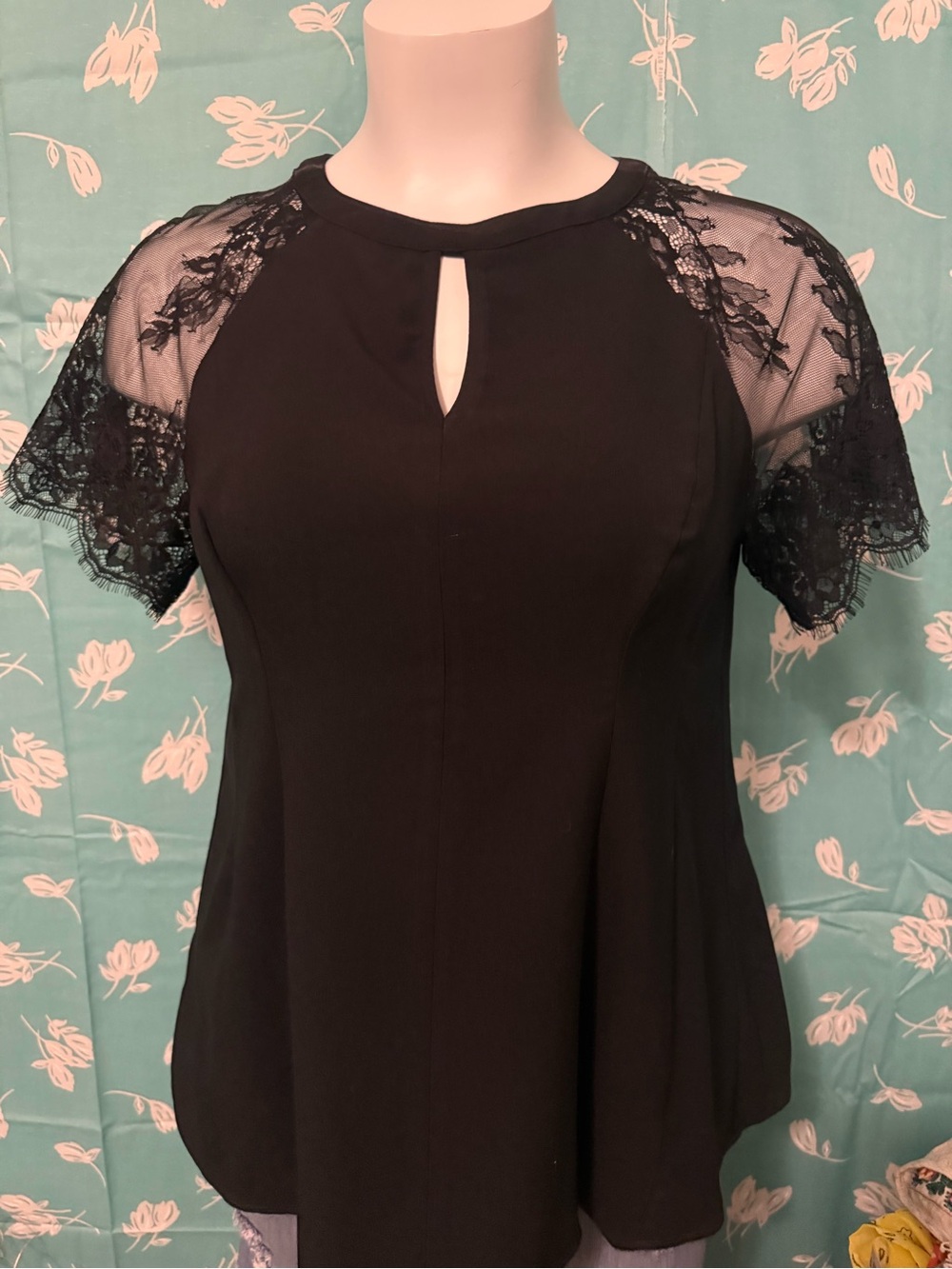 torrid Black Lace Sleeve Keyhole Top